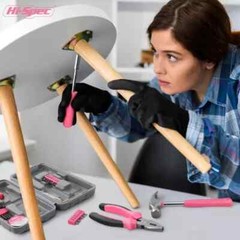 Small Mini DIY Household Pink Tools Kit Set 25 Pcs for Home Office With Tool Box