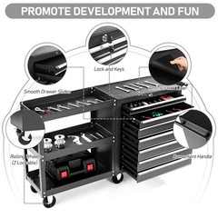 Rolling Tool Chest Tool Box with 7 Drawers & Wheels & Drawer Liners for Garage