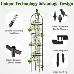Garden Obelisk Trellis for Climbing Plants Outdoor 6 Ft Rose Bush Round Trellis