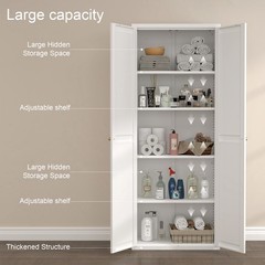 71″ Kitchen Pantry Storage Cabinet, Metal Storage Cabinet with Doors and Shelves