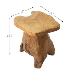 GREENAGE Natural Cedar Mushroom Stool Plant Stand Nightsstand Side Table 13.5″ H