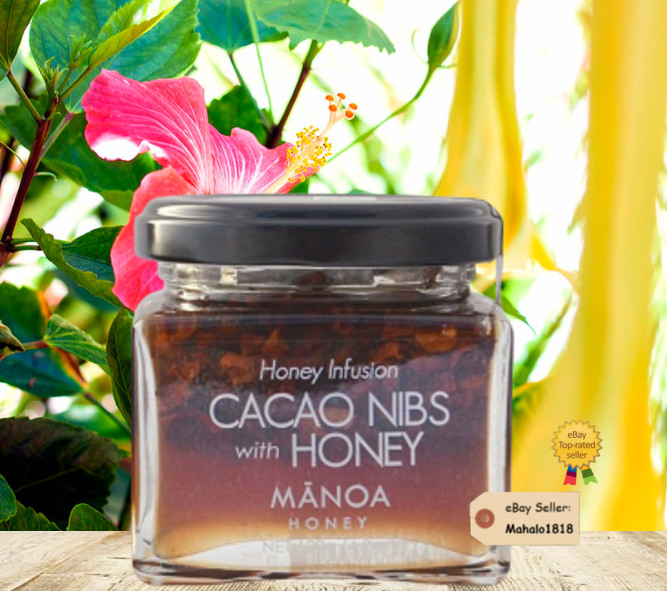 Hawaiian Manoa Honey -Honey Infusion Cacao Nibs with honey 4.2 oz Made in Hawaii