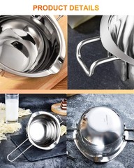 Stainless Steel Double Boiler Pot for Melting Chocolate, 480ML, Silver Handle