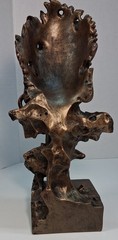 12” Buddah Harmony in Chaos Demon Statue Sandstone Bronze Finish Peace Strength