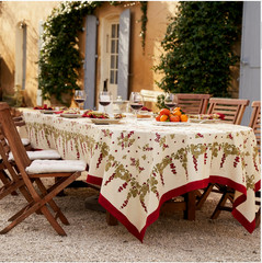 Couleur Nature, “Gooseberry Red & Green” French Country Holiday Tablecloths, NEW