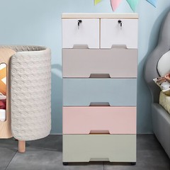 5 Layers Drawer Doll Clothes Storage Cabinet Plastic With Locker Bedroom Armoire