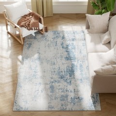 HOMCOM 4×6 Non-Slip Washable Area Rug, Floor Mat for Living Room, Blue,Used