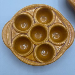 Vintage Made in France Escargot Snail Baking Dishes Set 2 Brown Ceramic Pottery