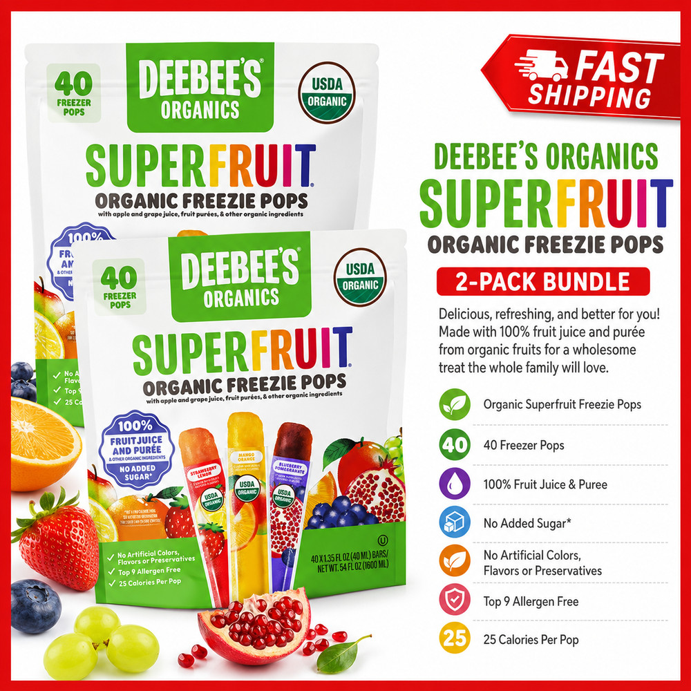 2-Pack Deebee’s Organic Superfruit Freezie Pops Variety, 1.35 fl oz, 40-count