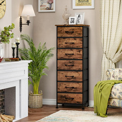 Tall Dresser for Bedroom, Storage Dresser Organizer with 7 Fabric Drawers, Night