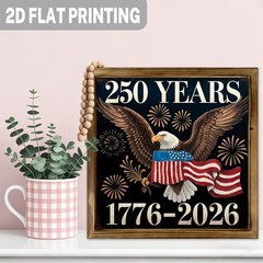 Rustic Bald Eagle 250 Years Wooden Plaque 4th of July American Flag Home Decor