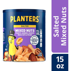 Planters Mixed Nuts, Less Than 50% Peanuts, 15 oz Canister, Assorted Variety