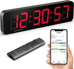 15.2″ Lar Digital Wall Clo with Seconds, App & Remote Control,