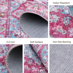 2×3 Machine Washable Area Rug for Entryway, Small Boho Neutral Rug for Front …