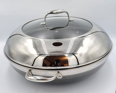 HexClad 14″ WOK with Stainless Steel LID 14-Inch 14 Hybrid Nonstick -Used Good