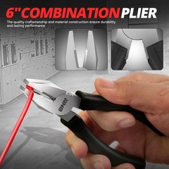 17Pc 12oz Rubber Face Hammer Adjustable Wrench Combination Plier Home Tool Kit