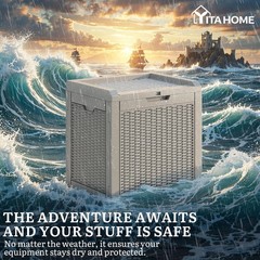YITAHOME 35 Gallon Outdoor Deck Box, Lockable Waterproof Storage Box, Resin Stor
