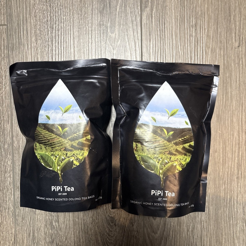 2 PiPi Tea Organic Honey Scented Oolong Tea Bags Whole Leaf 100g Each 05/28/2028