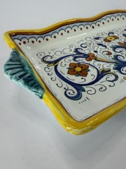 Vtg Grazia Deruta Italy Majolica Hand Handled Rectangular Serving Platter Tray