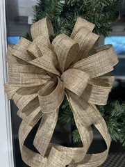 Handmade Metallic Gold Silver Natural Tan Bow for Christmas Winter Wreath Decor