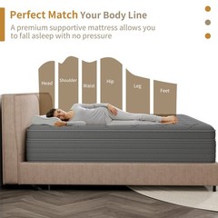 12/14 Inch Memory Foam Spring Hybrid Mattress In A Box Twin Full Queen King Gray