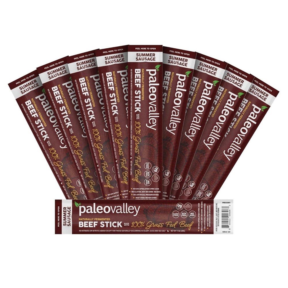100% Grass Fed Summer Sausage Beef Sticks Free Beef Snack – High Protein…..