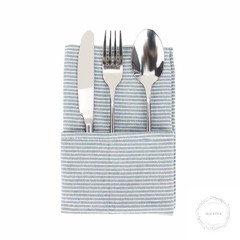 Narrow Striped Cotton Linen Blended Dinner Cloth Napkins Set of 12 (40 x 30 cm)