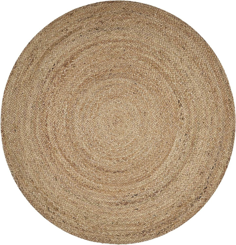 Rug Round Jute Reversible 100% Natural Braided Home Decor Rustic Look Rug