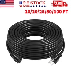 10/25/50/100 FT Heavy Duty Extension Power Cord Electrical Cable Indoor Outdoor