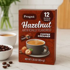 Pragna Sugar Free, Hazelnut Coffee Creamer, 12 On-The-Go Packets, 1.35 oz