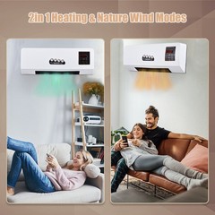 Indoor 2-in-1 Heater And Fan Combo Timing Function Dual Use Wall Mounted Home
