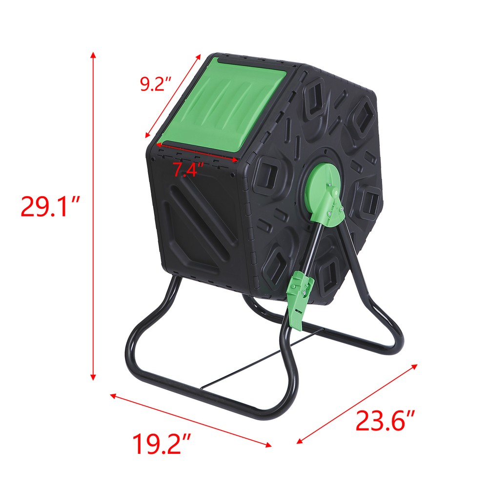 18.5 Gal Compost Bins Rotating Tumbling Composter Remixing Container, Black
