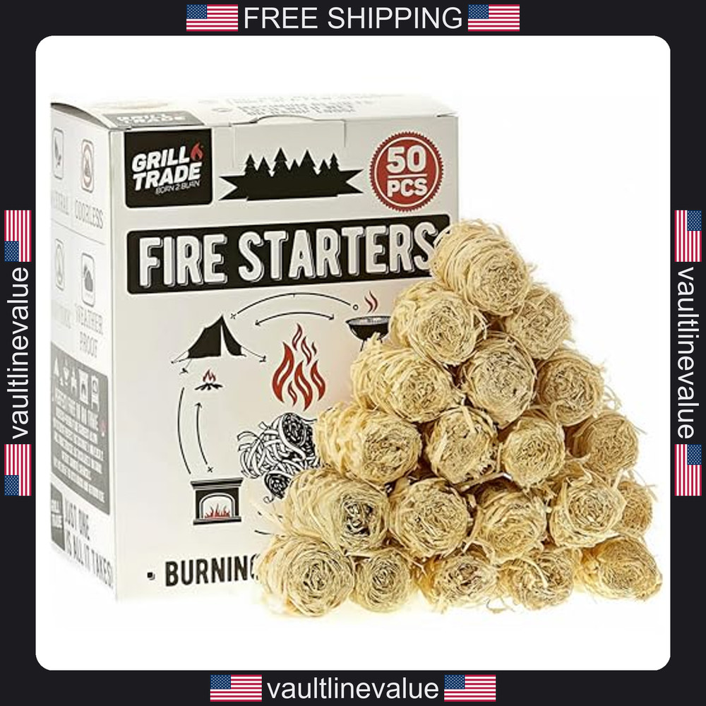 Trade Fire Starters 50 pcs Pine Wood Shavings Food-Grade Wax Indoor Outdoor