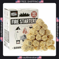 Trade Fire Starters 50 pcs Pine Wood Shavings Food-Grade Wax Indoor Outdoor
