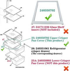 240350702 Crisper Pan (Top) Compatible with Electrolux Frigidaire Refrigerator
