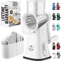 Manual Rotary Cheese Grater 5 Blade Shredder & Vegetable Slicer