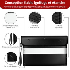 Black 13.9×10.6 Inch Fireproof Waterproof Document Money Bag Envelopes Cash