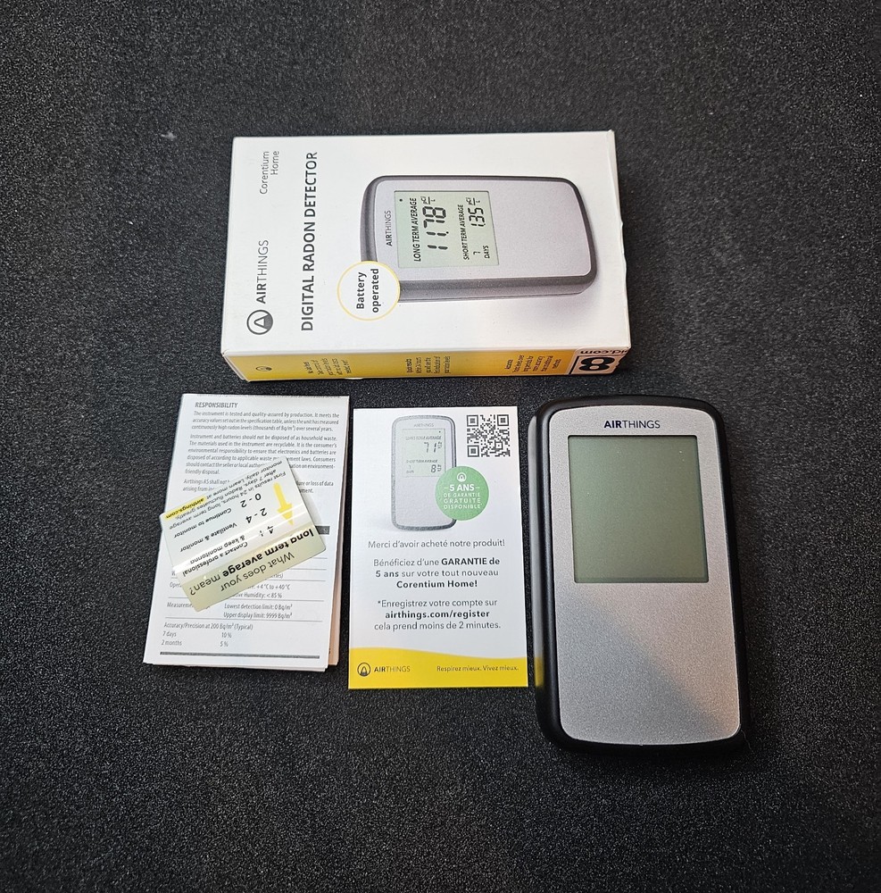 Airthings Corentium Home Radon Detector 223 Portable, Lightweight, Easy-to-Use