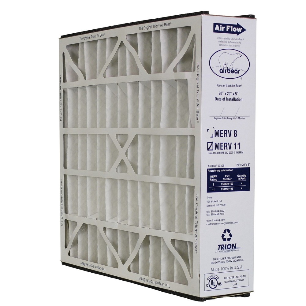 Trion Air Bear 259112-103 – Pleated Furnace Air Filter 20″x20″X5″ MERV 11