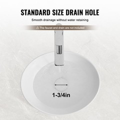 VEVOR Modern Ceramic Vessel Sink 16″x13.4″ Bathroom Vanity Bowl Countertop White
