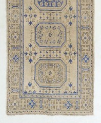 4.6×12.2 Ft Vintage Anatolian Oushak Runner Rug. Hand-knotted Wool Rug