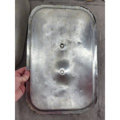 Vintage Aluminum Rectangular Roasting Pan with Lid Double Handle Industrial