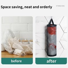 1 Pc Plastic Bag Holder Grocery Bag Holder Mesh Hanging Storage Bag Dispenser