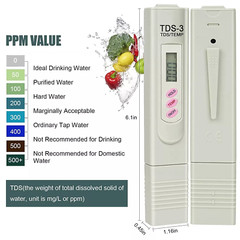 Handheld Water Quality Hardness Purity Digital LCD Meter 0-9990 PPM TDS TDS-3