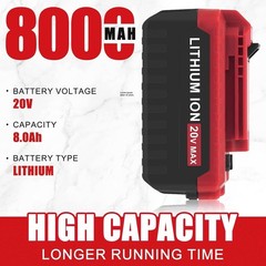 2PACK 8.0Ah Li-ion Battery / Charger for Porter Cable 20V MAX PCC685L PCC680L