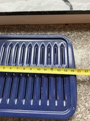 Blue Enamel Roasting Pan w/ Broiler Rack 16” x 12” Vintage Bakeware Oven Safe