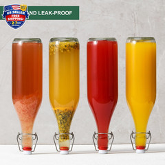 8 Pack [1 Liter / 33 Fl. Oz.] Swing Top Glass Bottles W/ Airtight Stopper Lids –