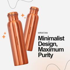 Wrixtan Plain Classic Copper Water Bottle – 34 oz | Pure Copper & Leak-Proof