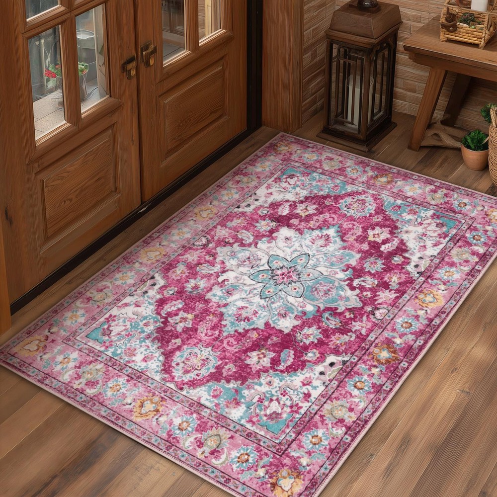2×3 Machine Washable Area Rug for Entryway, Small Boho Neutral Rug for Front …