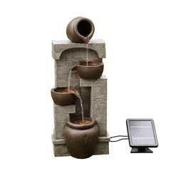 Teamson Home 28″ Cascading Bowls with Solar LED Lights Outdoor Water Fountain